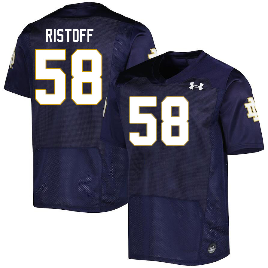 Men #58 Grant Ristoff Notre Dame Fighting Irish College Football Jerseys Stitched Sale-Navy